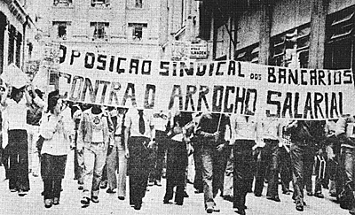 Greve dos bancários de SP  contra o arrocho e a ditadura, em 1978